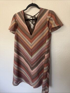 BCBGeneration Bohemian Multicolor Chevron Striped Midi Dress
